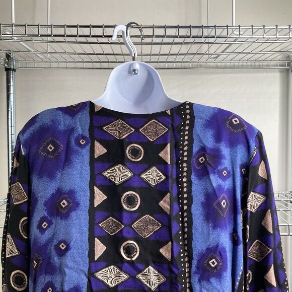 Vintage Ruth Norman Saks Fifth Avenue Womens Purple Tunic Top Size L Retro Flowy - Picture 4 of 11